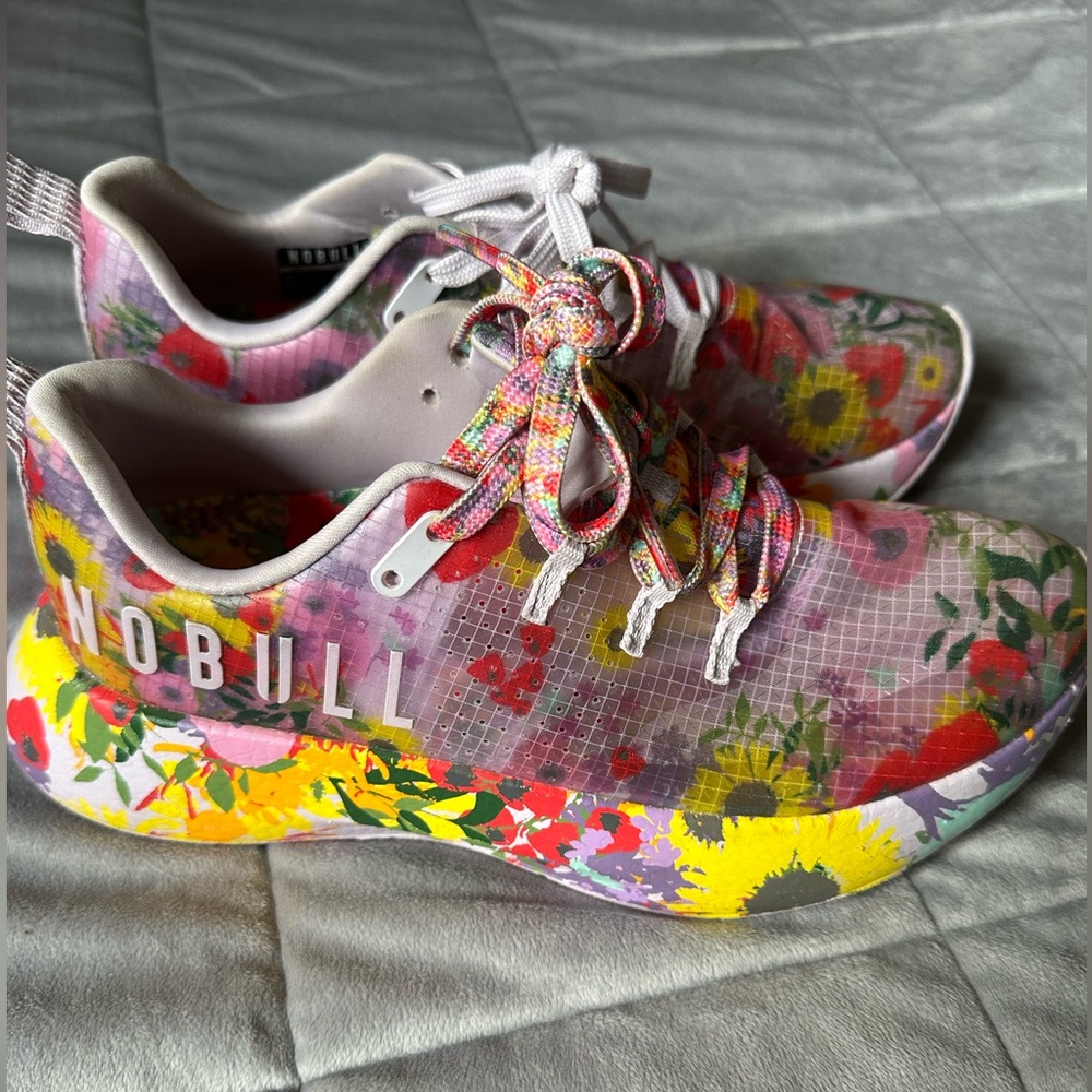 NOBULL Women's Floral Sneakers - Pink and Yellow